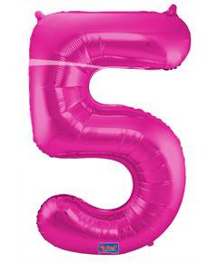 Cijfer ballon fuchsia roze